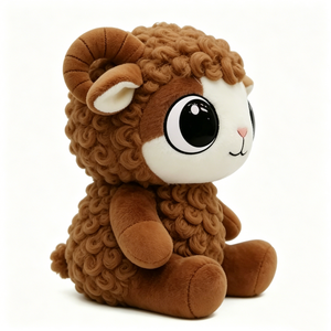 Peluche de oveja marrón personalizado, animal de peluche de carnero, peluche de cordero de lana rizada, muñeco suave de cabra de dibujos animados - Product Image 1