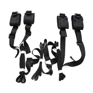 Menottes et attaches de lit noires pour couples, jeux pour adultes, bondage BDSM, jouets sexuels - Product Image 2