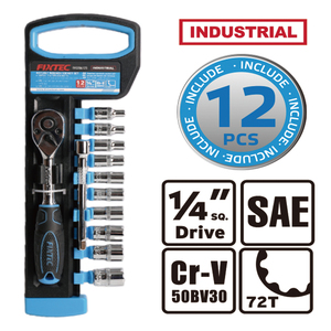 For 12-Piece 1/4'' 3/8'' 1/2'' <strong>Ratchet</strong> 72-Teeth Socket <strong>Wrench</strong> Set with 1pc Extension Bar &amp; 10pc SAE Sockets-DIY OEM - Product Image 2