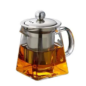 Sıcak satış cam çaydanlık demlik ile içme için uzun borosilikat cam cam çaydanlık