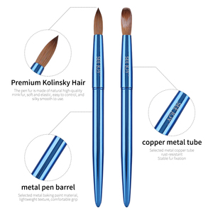 Nouveau Pinceau à Ongles de Luxe 2026 <span class=keywords><strong>en</strong></span> Acrylique 100% Pur Kolinsky avec Manche Métallique Bleu, Tête Ovale/Ronde pour Nail Art # 12- # 22 - Product Image 6