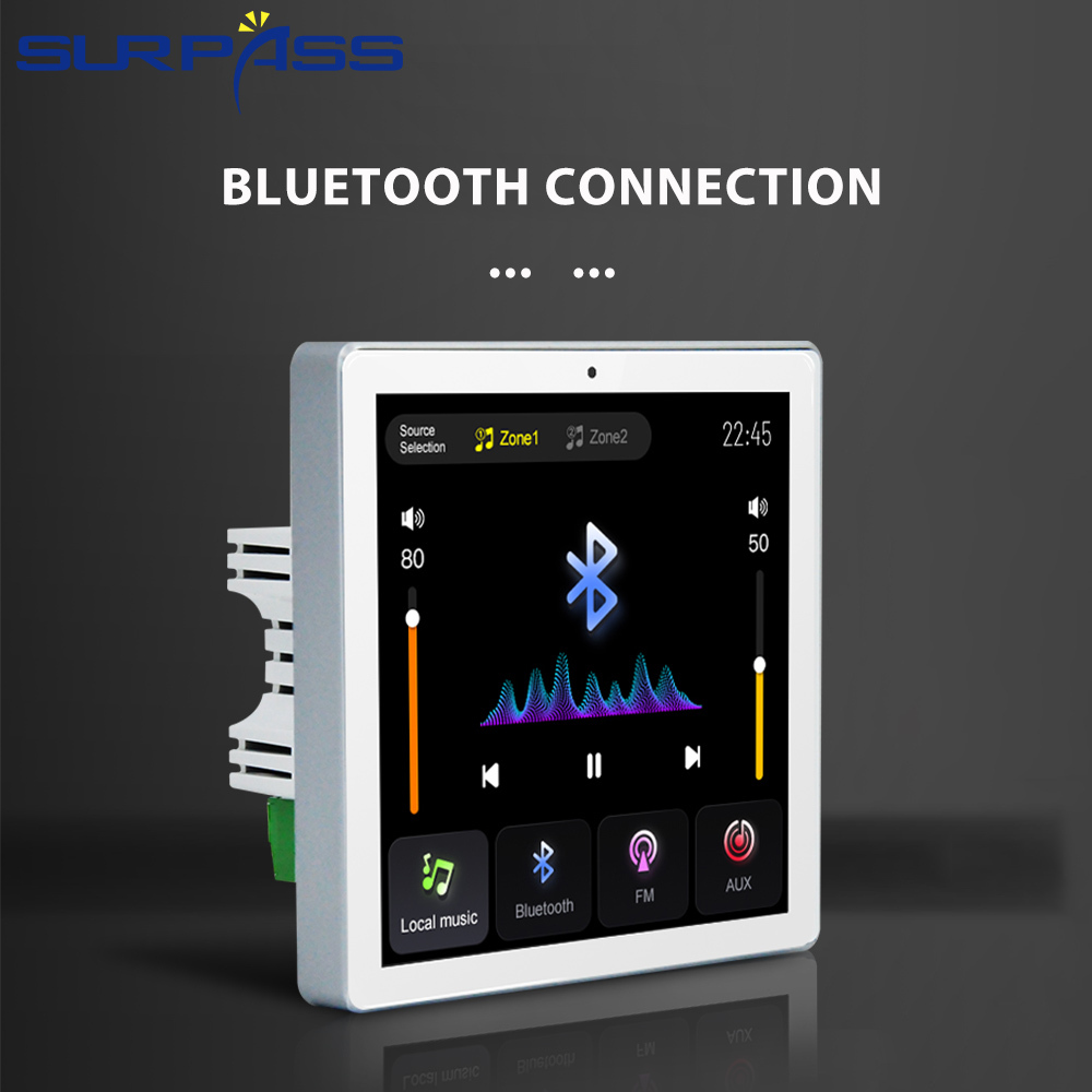 PW431 Smart Switch Panel 4 Inch for Background Music Player 2 Zone In-Wall Amplifier FM Radio Stereo Ceiling Touch Screen Hotel · image 3