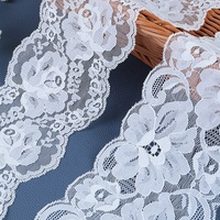 Dentelle en nylon blanc personnalisable, tricotée chaîne, brodée, accessoire pour lingerie et robes, garniture en dentelle à double cils