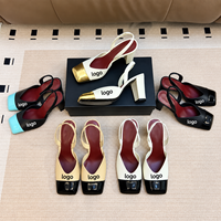 Escarpins slingback à bout carré pour femme, en cuir verni color block, à bout pointu, à talon haut, chaussures de ville élégantes pour le bureau et les soirées, vente en gros
