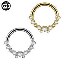 Anneau de nez et d'oreille en alliage de titane F136, motif étoile et lune, pour la vente en gros aux boutiques de piercing OEM