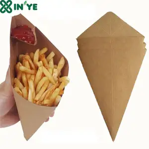 Biodegradable Bubble Waffle Packaging Boxes Fries Paper Cone