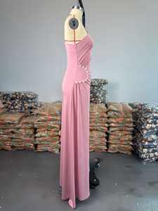 Robe longue sans manches à col oblique et froncé avec boutons sur le côté Robe longue de vacances Fête d'anniversaire à une épaule Robe mince Vestiods - Product Image 5