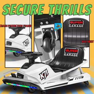 KerryYoo K71 24V <span class=keywords><strong>Drift</strong></span> Kart, Kart électrique pour enfants de 6 à 12 ans, Crazy Kart avec moteur brushless 300W, 360 °   Drifting - Bleu - Product Image 4