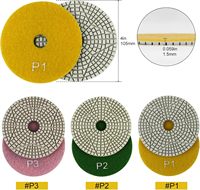 Pads de polissage diamantés humides JDK de 4 pouces pour pierre et granit, pour meuleuse, polisseuse, et polissage du marbre en 3 étapes