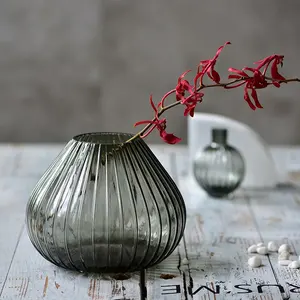 Bixuan vasos de vidro cinza, arranjo de flores, conjunto único, raspador, design de mesa, peças de mesas, grande 16.5x20.2 cm