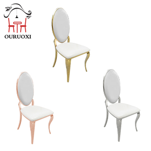Silla apilable de lujo para eventos, silla de boda dorada de acero inoxidable, moderna, para alquiler - Product Image 1