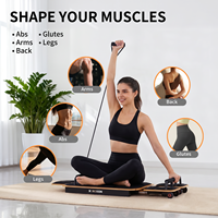 Petit lit de Pilates portable, cadre facile à monter, ensemble complet d'accessoires pour salle de sport à domicile et mini salles d'entraînement, Reformer de Pilates en bois