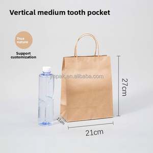 Sac de courses en papier kraft biodégradable et écologique de qualité alimentaire avec poignée longue pour promotion et emballage cadeau recyclable - Product Image 6