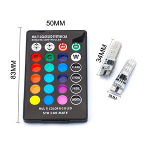 Luz de estacionamiento para coche T10 5050 RGB, luz de lectura de silicona impermeable con control remoto de siete colores, luz estroboscópica, luz de maletero - Product Image 4