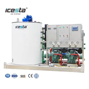 ICESTA automatic High reliable ice flake Long Service Life 10 ton stainless steel seawater-flake-ice-machine with water chiller