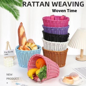 Cesta de almacenamiento de gran capacidad Retro Universal para niños y <span class=keywords><strong>bicicleta</strong></span> eléctrica Scooter bolsa colgante de ratán - Product Image 1