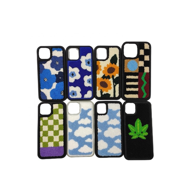 Soft Fluffy Fabric Embroidered Casual Eco-Friendly Phone Case Shockproof Protective Custom Logo Cute Cloud IPhone17 Accessories