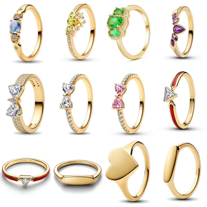 Anillo Original de Oro Chapado con Diseño de Corazón y Loto, Novedad 2025, Regalo de San Valentín o Cumpleaños para Mujer, Joyería de Moda DIY - Product Image 2