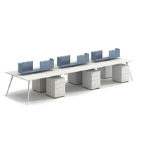 Poste de travail modulaire pour 6 personnes, mobilier de bureau flexible avec cloison et armoire en bois durable