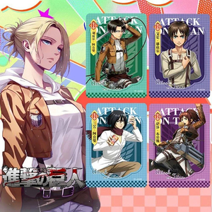 Cartes à collectionner en métal sur le thème de l'anime japonais L'<span class=keywords><strong>Attaque</strong></span> <span class=keywords><strong>des</strong></span> <span class=keywords><strong>Titans</strong></span>, avec Armin, <span class=keywords><strong>Erwin</strong></span>, Levi, cartes à jouer éducatives, bataille finale, jouets éducatifs - Product Image 4