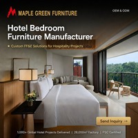 Massivholz Hotel-Schlafzimmermöbel-Sets Sofort Einsatzbereit mit LED-Beleuchtung Wandpaneele Modernes Design Wasserbeständig Feuerhemmend