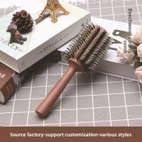 Brosse à cheveux bouclés personnalisée en bois de hêtre, brosse de coiffage en forme de baril, peigne roulant pour séchage à l'air chaud, lissage, bouclage, coupe de cheveux, faible MOQ