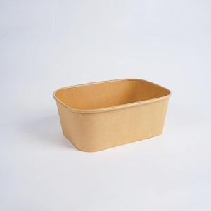 Fast Food Cake Sushi <b>Takeaway</b> Catering <b>Container</b> Recyclable Rectangle PET <b>Lids</b> Food Grade Kraft Paper Bowl for Takeout Packaging - Product Image 2