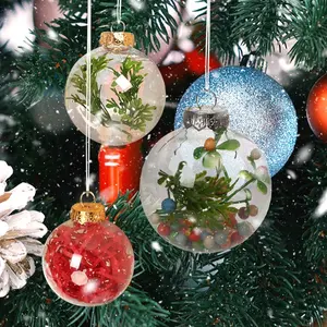 Adorno navideño 10cm 8cm 6cm Navidad plástico abierto redondo claro bola decoración para adornos de árbol de Navidad