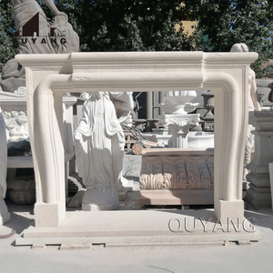 QUYANG Custom French Home Decoration <strong>Large</strong> Freestanding <strong>Fireplace</strong> <strong>Mantel</strong> Black Antique Marble <strong>Fireplace</strong> Surround - Product Image 4