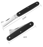 Couteau à greffer multifonctionnel en acier inoxydable Outil à main de jardin pliable avec manche en plastique Couteau à greffer de jardin