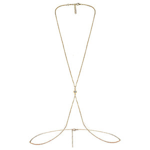 Bijoux de chaîne de corps en acier inoxydable diamant cristal chaîne de taille de bikini plaqué or pour les femmes Sexy - Product Image 1
