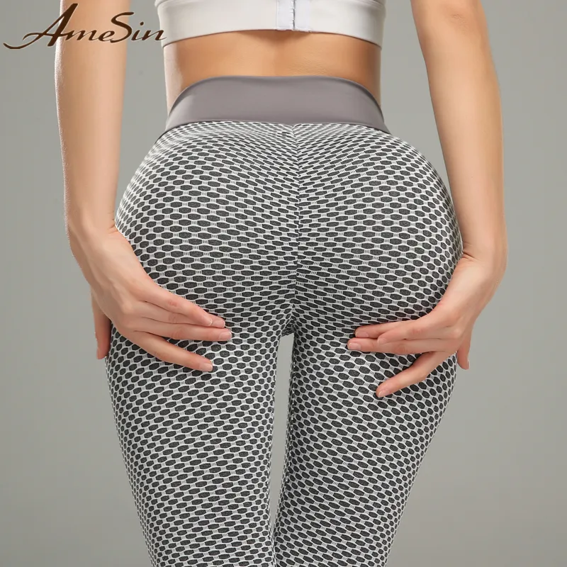 Supplier Anti Cellulite Tummy Control Workout Tights Women Yoga Leggings  Stretchy Butt Lift Black Ruched Yoga Pants