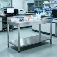 Table de travail médicale en acier inoxydable double couche de qualité médicale 316 avec étagères de rangement pour hôpital