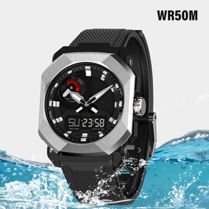 New Fashion Sports Men Quartz WatchDual Screen Electronic <b>Watch</b> Stainless Steel Luminous Dial PlasticStrap Waterproof <b>Watch</b> - Product Image 1