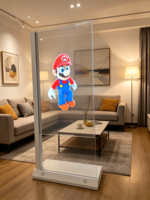 Kiosque OLED transparent en forme de L de 55 pouces, 2K, écran tactile 10 points, signalisation numérique, 43 % de transmittance, RS232, Android/PC, SDK OEM pour la vente au détail