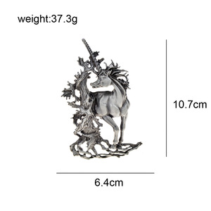 Vintage Retro Bela Fada Cavalo Broche Grande Unicórnio para Mulheres Homens Animal Selvagem Jóias Presente para Casamento Três Cores - Product Image 6