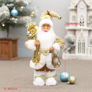 30cm Standing Santa Claus Doll Cute <b>Christmas</b> Figurine with Glasses <b>Christmas</b> Ornament for Holiday Home Decor - Product Image 3