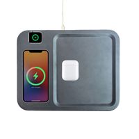 Nouveau Plateau de Recharge Sans Fil 3-en-1 15W, Boîte de Rangement à Motif Cuir, Organisateur de Bureau, Vente en Gros, Cadeau d'Anniversaire YS-21 Fabriqué [Origine]