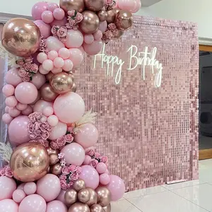 Baby Pink Wedding Backdrop Stage Decoração Novas Cores Intertravamento Glitter Painel Party Event Use Sequin Shimmer Wall