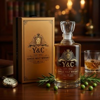 Luxe 500ml Super-flint fles decanter met aangepaste kleur logo doosverpakking, heldere likeur whisky brandewijn groothandel