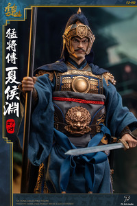 33cm FZ012 Xia HouYuan Anime tokoh aksi militer dengan ikat pinggang kulit asli panah & jubah biru mainan koleksi