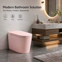 Toilette intelligente moderne à couleur personnalisable avec télécommande, cuvette carrée, siphon en P/S, chasse automatique, bidet monobloc en céramique pour salle de bain