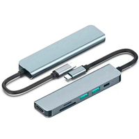 Hub USB-C 6 en 1 Multifunción Tipo C a HDTV Hub 4K 30hz Usb 3.0 SD Tf Estación de Acoplamiento PD Carga Rápida OTG Lector de Tarjetas