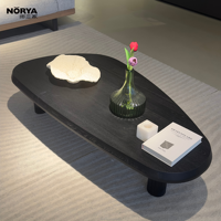 Table basse NORYA moderne en bois massif écologique, table centrale foncée pour salon, mobilier de maison
