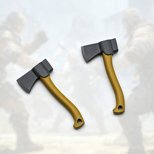 ผลิตอุปกรณ์ประกอบฉากวิดีโอเกมโลหะแบบกำหนดเอง ขวานจิ๋ว ดาบ ที่มีรูแขวน รูปทรงน่ารัก มีด ส้อม หอก ขวาน - Product Image 1