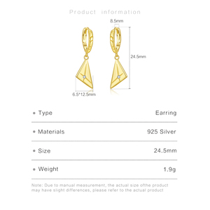 FUAMAY 2025 Tendance Boucles d'oreilles plaquées or 18 carats, minimalistes, triangle, baiser, pendantes, huggies pour mariages, vente en gros, créoles - Product Image 2