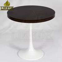 Table de salle à manger ronde moderne avec base en métal tulipe et dessus en contreplaqué pour meubles de maison de restaurant de salon