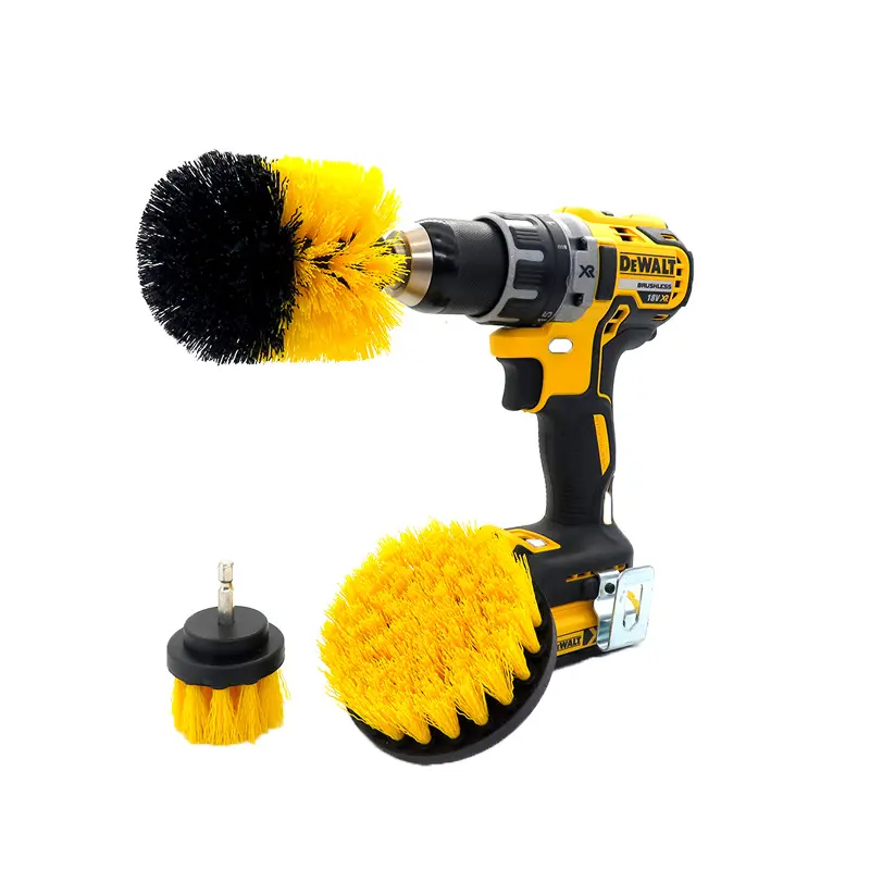 Factory Price 3 Set Electric Drill Brush 2 /3.5 / 4 inch Cleaning Brush Yellow Brush Head