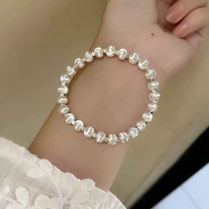 S925 Sterling <b>Silver</b> <b>Bead</b> Bracelet For Women Ball Shape Elastic Cord Layered Jewelry Gift Accessory - Product Image 3