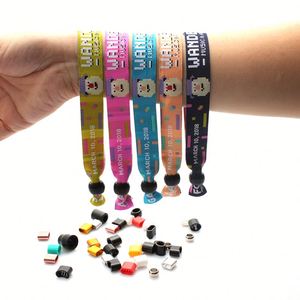 Correa de muñeca de tela con bloqueo de barril personalizado, pulsera de satén para eventos con logotipo de Festival - Product Image 1